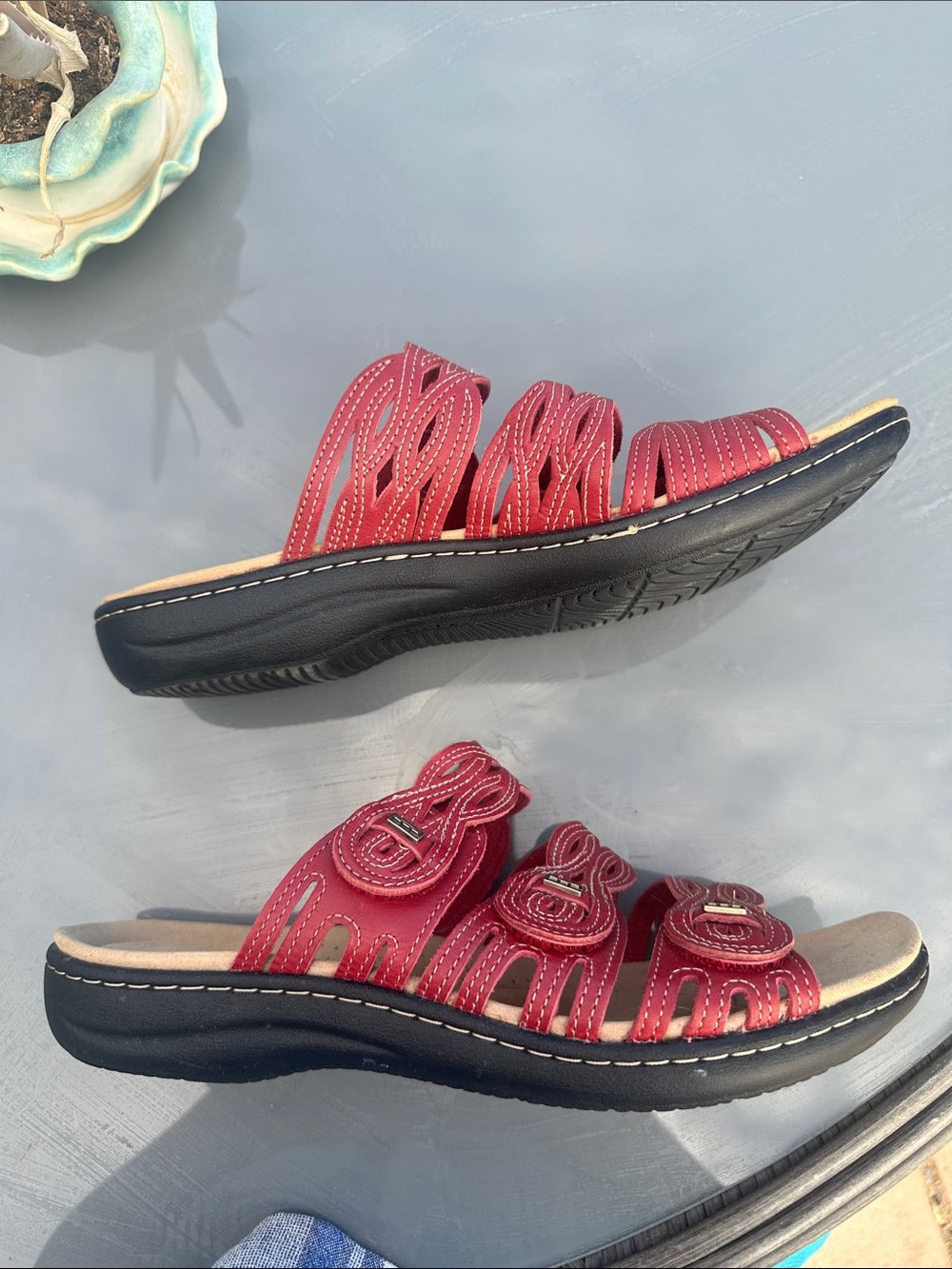 Clark’s Laurieann Ruby red leather sandals size 11 EUC - Picture 7 of 8